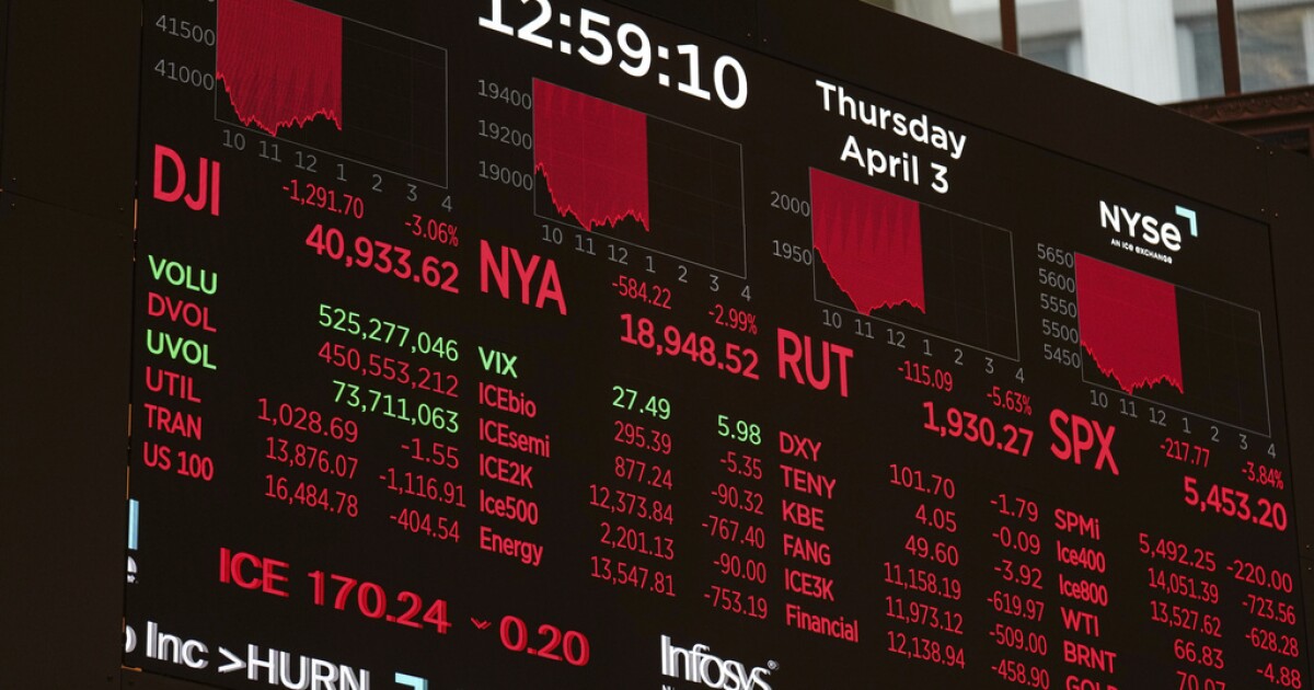 Stock market tumbles again days after Trump tariff announcement